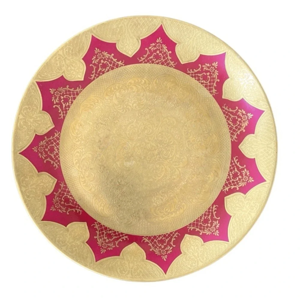 AOFI Porzellan Germany Gold Gilt Fuchsia Cabinet Plate 10